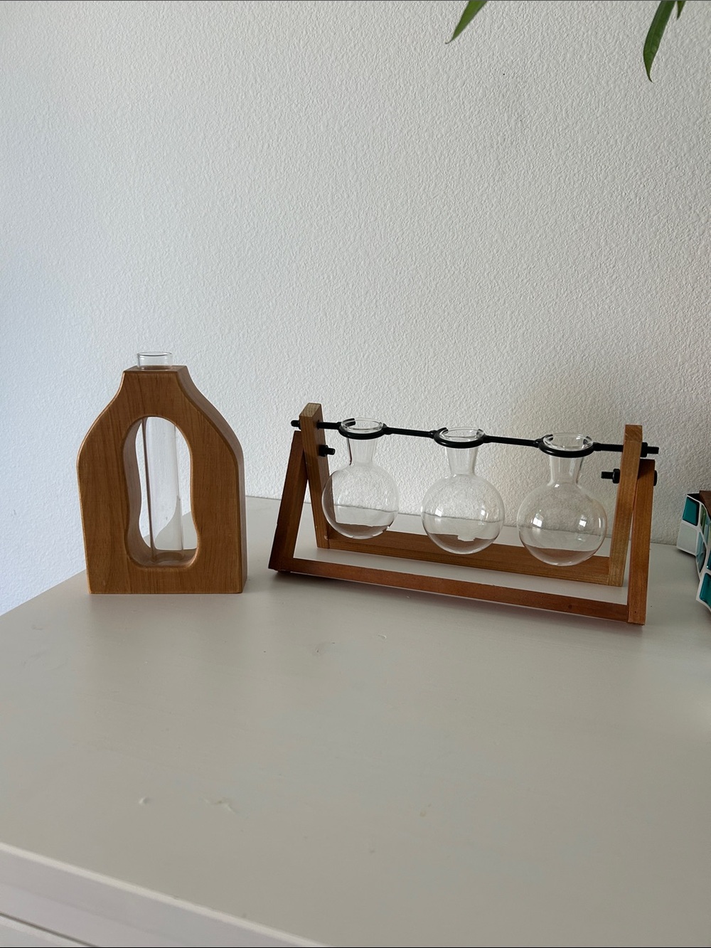 Wood and Glass propagation station set - Natural Brown